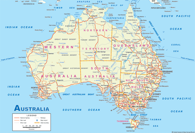 Map of Australia and map of New Zealand